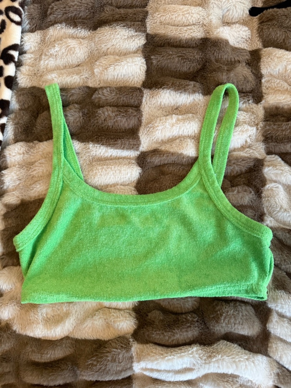 SHEIN Bright Green Terry Cloth Cropped Tank Top